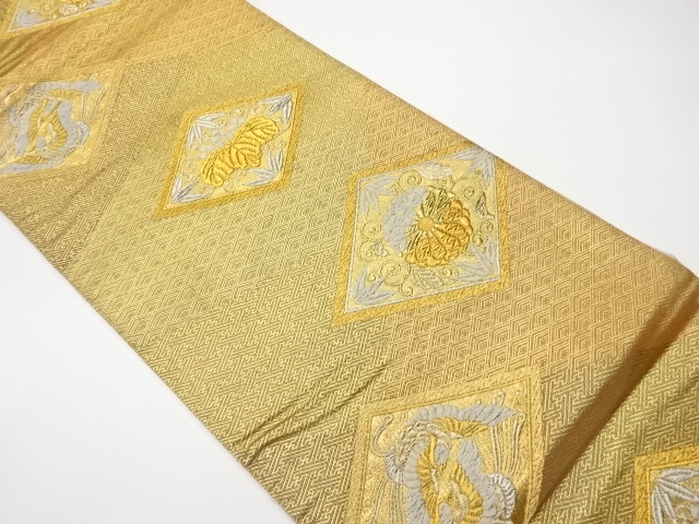 JAPANESE KIMONO / VINTAGE FUKURO OBI / SILK / SAGANISHIKI / WOVEN PHOENIX